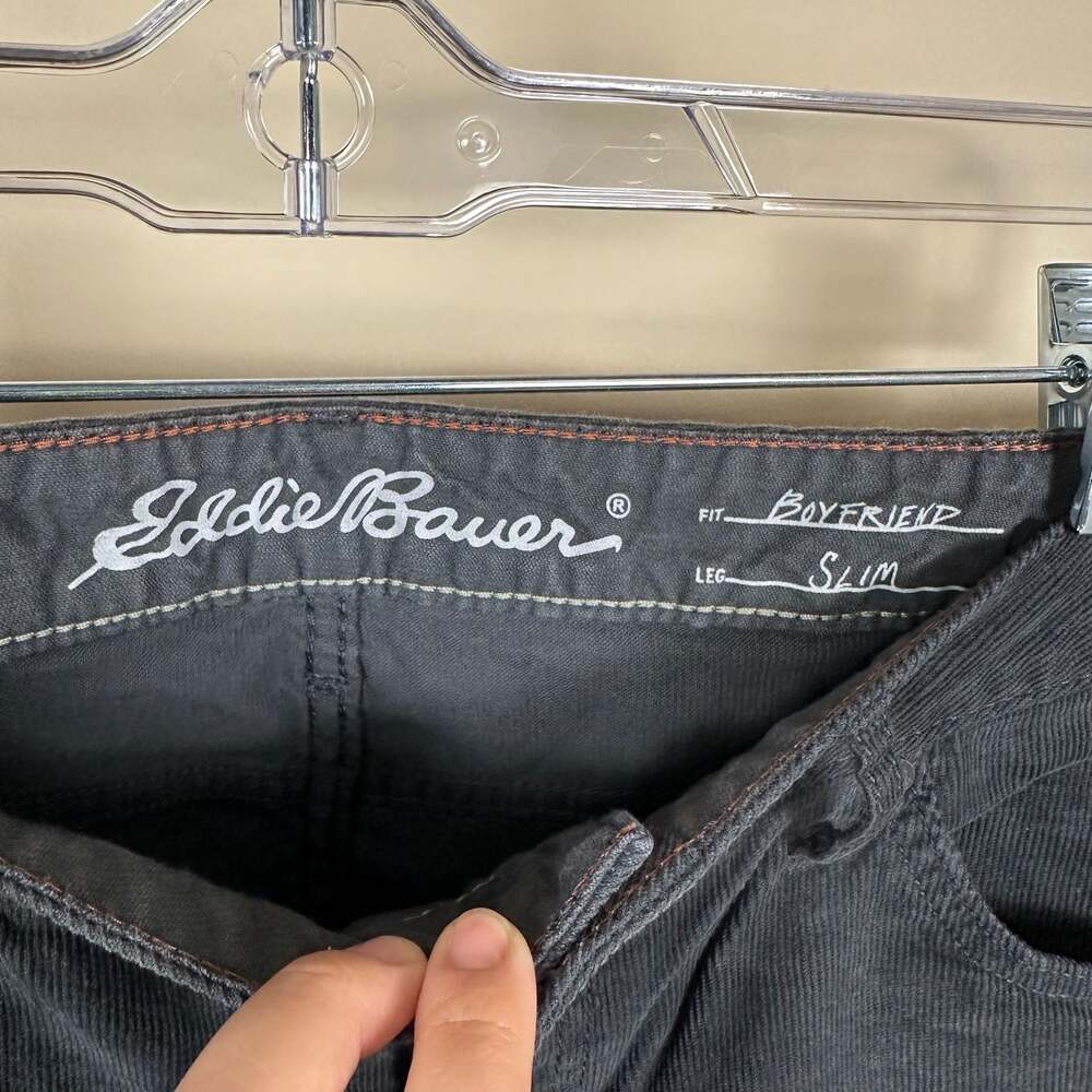 Eddie Bauer Women's Boyfriend Fit Slim Leg Corduroy Pants, Grey - Picture 3 of 9